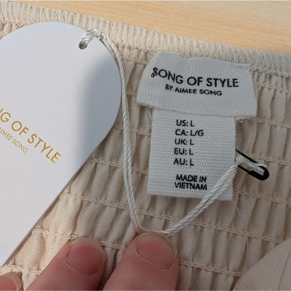Song of Style by Aimee Song Strapless Smocked Mini Dress | NWT | Revolve L